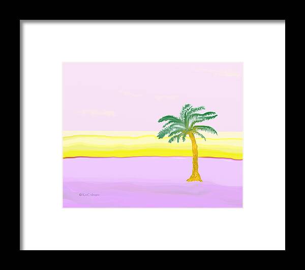 Beach Scene Framed Print featuring the digital art Landscape in Pink and Yellow by Kae Cheatham