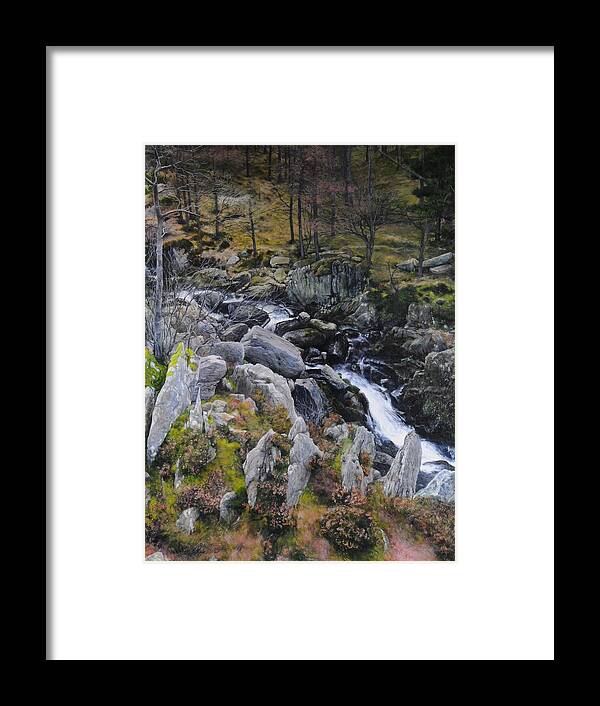 Landscape Framed Print featuring the painting Landscape in Snowdonia by Harry Robertson