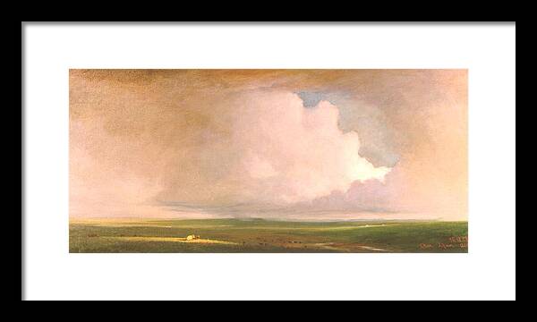 Nature Framed Print featuring the painting Landscape In Summer by Ji-qun Chen