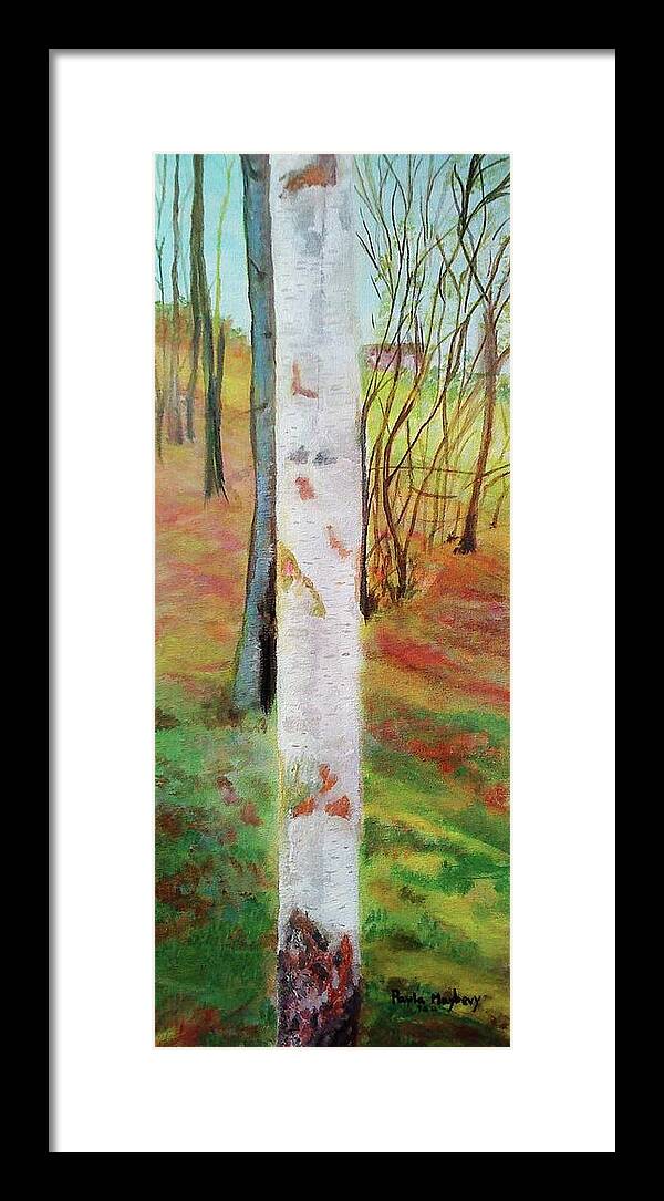 Landscape Framed Print featuring the painting Landscape Silver Birch by Paula Maybery
