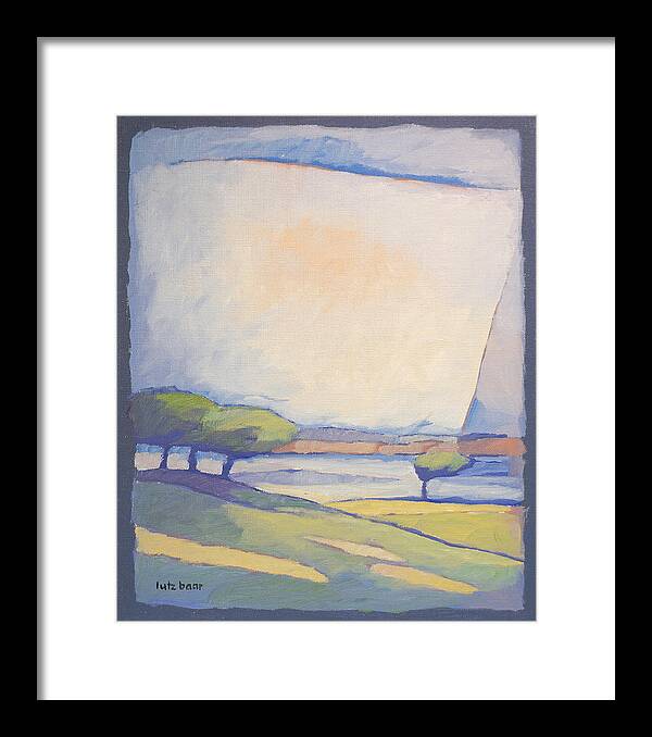 Coast Framed Print featuring the painting Landscape with Lake by Lutz Baar