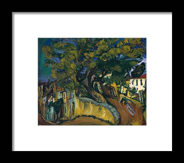Cham Soutine 'cagnes Landscape With Tree' Framed Print featuring the painting Landscape With Tree by Cham Soutine