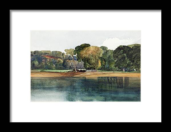 James Bulwer Framed Print featuring the painting Landscape with Trees and Water by James Bulwer