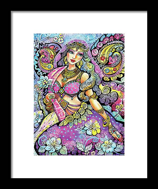 Indian Dancer Framed Print featuring the painting Purple Paisley Flower by Eva Campbell
