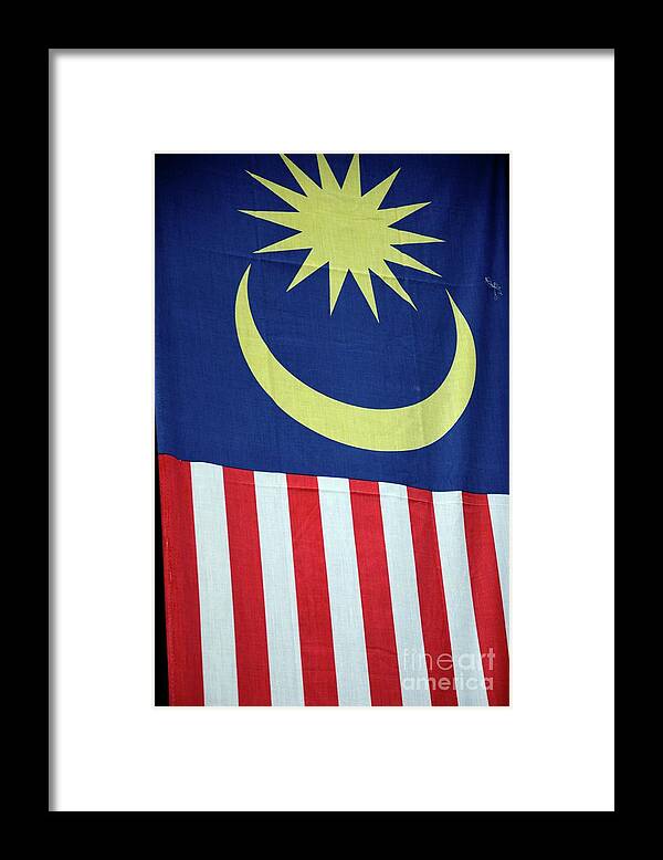 Lag Framed Print featuring the photograph Large Malaysia flag on doorway Georgetown Penang Malaysia by Imran Ahmed