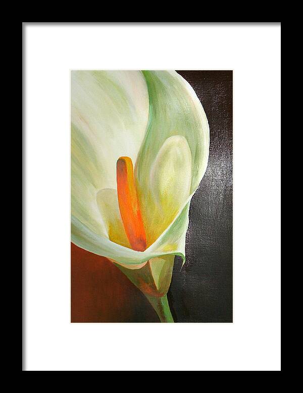 Zantedeschia Framed Print featuring the painting Large White Calla by Taiche Acrylic Art