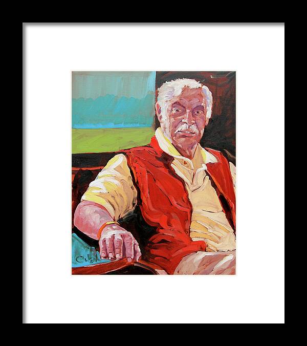 Colorful Framed Print featuring the painting Larry H NFS by Rob Owen