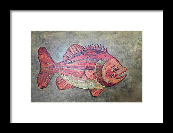 Fish Framed Print featuring the painting Larry Loud Mouth by Phiddy Webb