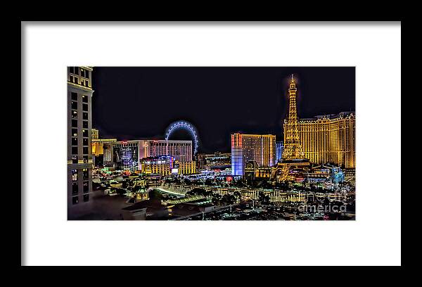 Las Vegas Framed Print featuring the photograph Las Vegas Night Skyline by Walt Foegelle