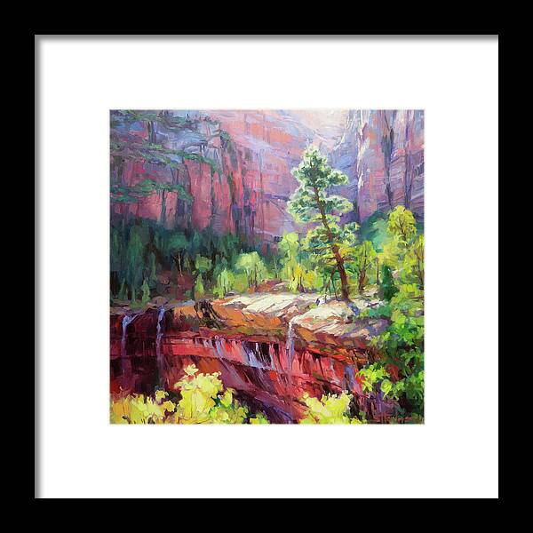 Zion Framed Print featuring the painting Last Light in Zion by Steve Henderson