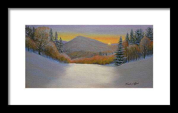 Ski Trail Framed Print featuring the painting Last Light Winter Day by Frank Wilson