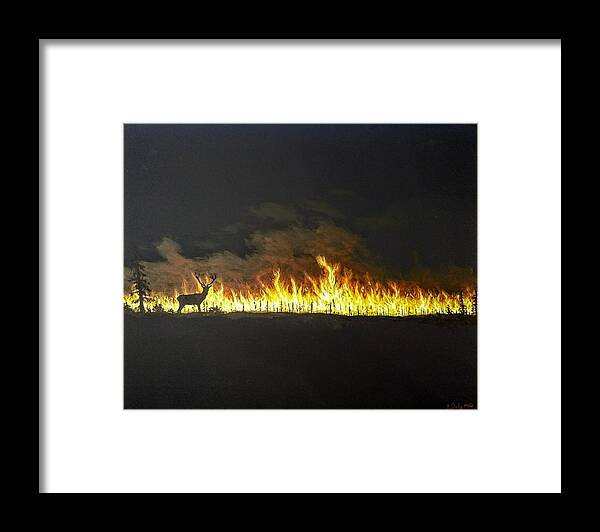 Fire Framed Print featuring the painting Last Look Back at Home by Kevin Daly