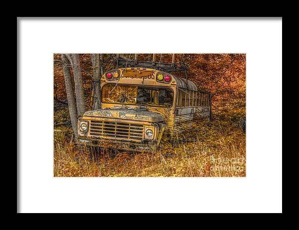 Last Stop School Bus Framed Print featuring the digital art Last Stop School Bus by Randy Steele
