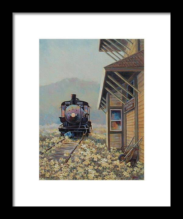 Locomotive Framed Print featuring the painting Last Stop Troutville by Don Trout