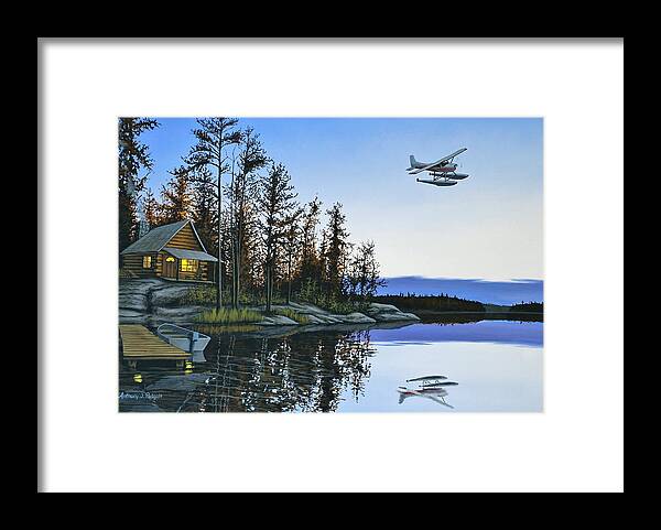 Plane Framed Print featuring the painting Late Arrival by Anthony J Padgett