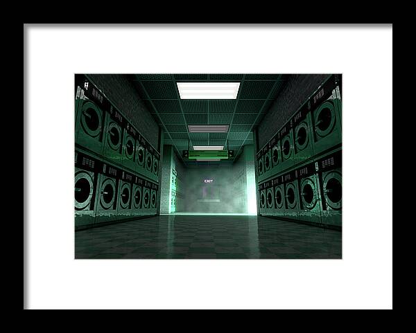 Washer Framed Print featuring the digital art Laundromat Dirty by Allan Swart