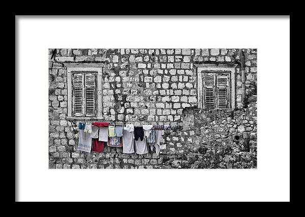 Dubrovnik Framed Print featuring the photograph Laundry Line - Dubrovnik Croatia #3 by Stuart Litoff