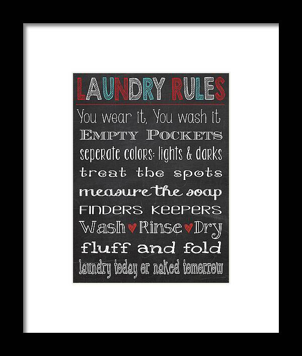 Laundry Room Rules Chalkboard Sign Framed Print
