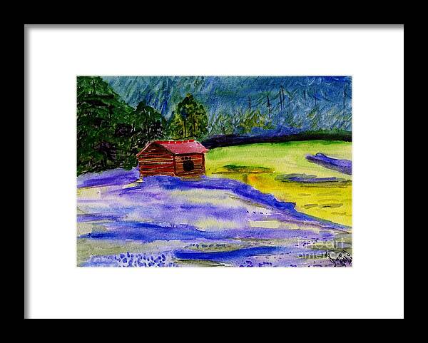  Spring Framed Print featuring the painting Lavender barn by Sweeping Girl