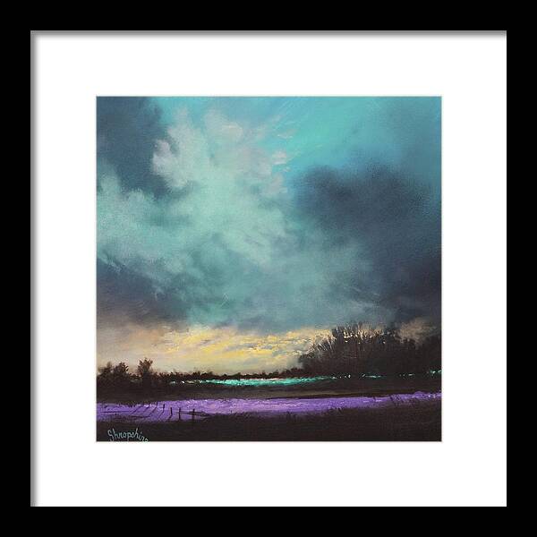 Blue And Lavender; Contemporary Landscape; Tom Shropshire Painting Framed Print featuring the painting Lavender Fields by Tom Shropshire