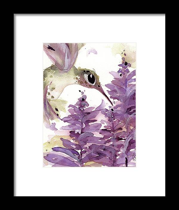 Hummingbird Framed Print featuring the painting Lavender Hummer by Dawn Derman