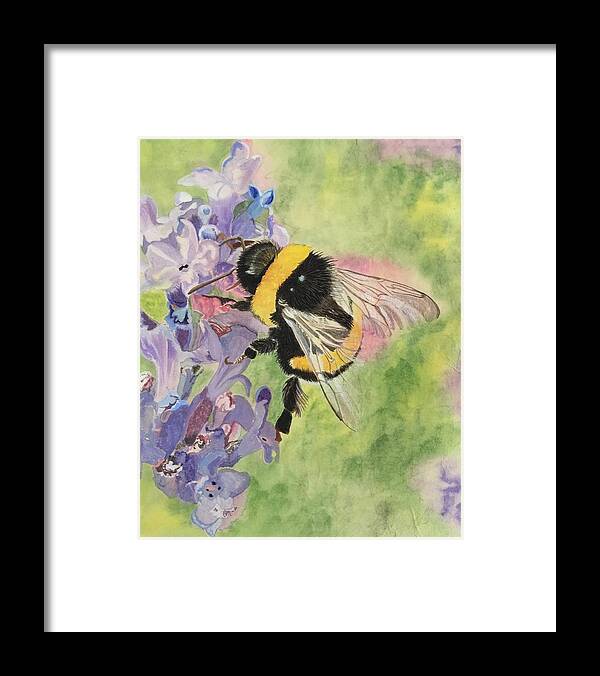 Lavender Framed Print featuring the painting Lavender Visitor by Sonja Jones