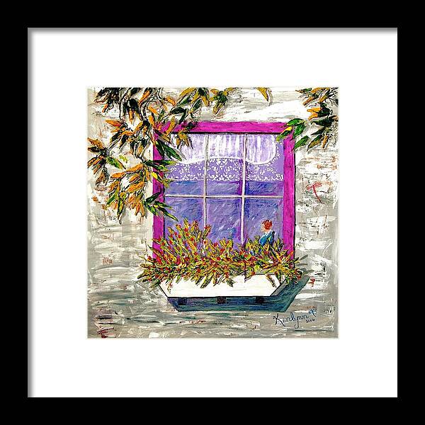 Lavender Framed Print featuring the painting Lavender Window Box by Kenlynn Schroeder