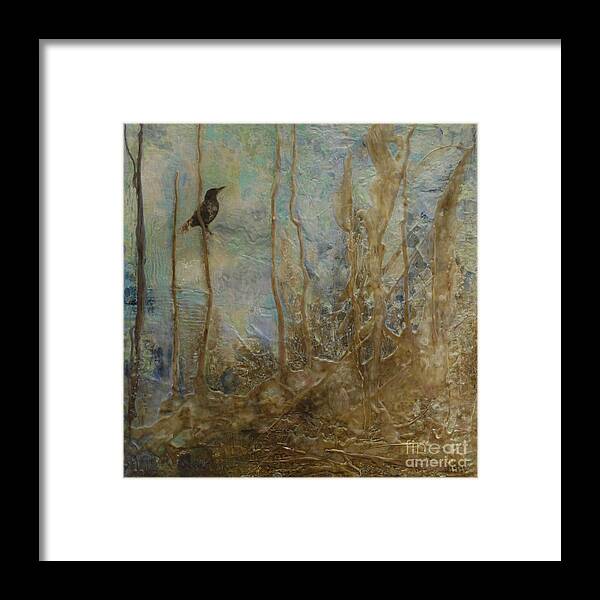 Bird Framed Print featuring the painting Lawbird by Heather Hennick