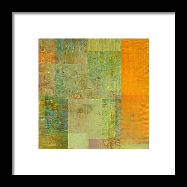 Monochromatic Framed Print featuring the painting Layer Study - Turquoise by Michelle Calkins