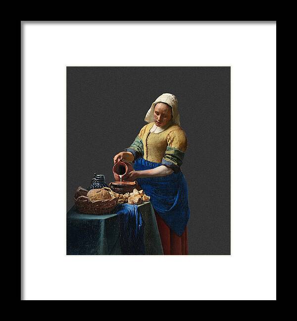Abstract In The Living Room Framed Print featuring the digital art Layered 16 Vermeer by David Bridburg