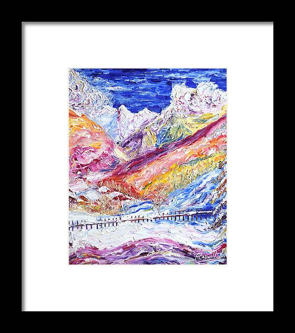 Meribel Framed Print featuring the painting Le Praz Scene by Pete Caswell