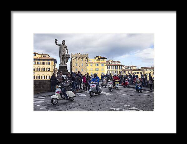 Bridge Framed Print featuring the photograph Vespe di Firenze by Sonny Marcyan