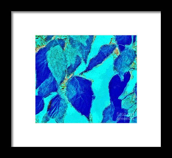 Leaf Framed Print featuring the mixed media Leafy Blue Abstract by Patricia Strand