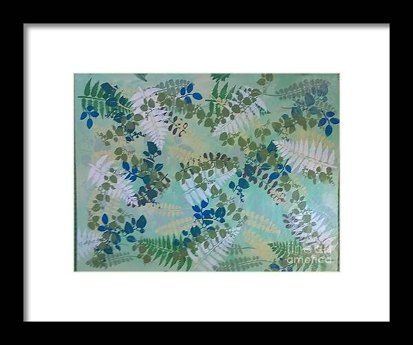 Floor Cloth Framed Print featuring the painting Leafy Floor Cloth - SOLD by Judith Espinoza