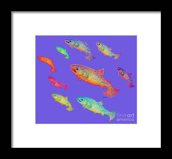  Creatures Of The Wild Framed Print featuring the mixed media Leaping Salmon shirt image by Teresa Ascone