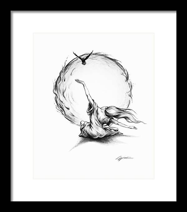 Flight Framed Print featuring the drawing Learning to Fly by Lucy West