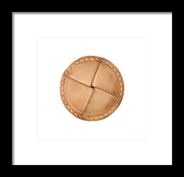 Button Framed Print featuring the photograph Leather button by Michal Boubin