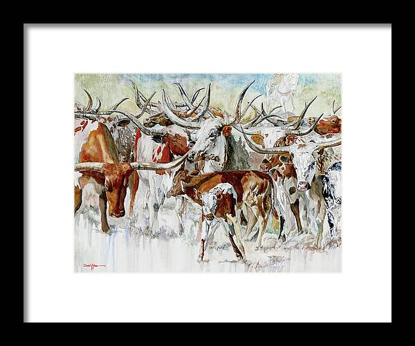 Longhorn Framed Print featuring the mixed media Legacy of the Longhorn by Daniel Adams