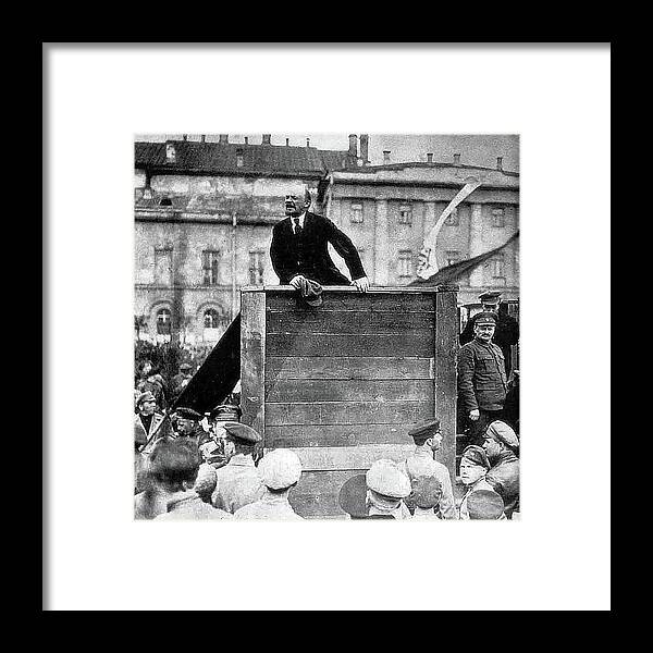 Lenin And Trotsky Sverdlov Square Moscow 1920 Framed Print featuring the photograph Lenin and Trotsky Sverdlov Square Moscow 1920 by David Lee Guss