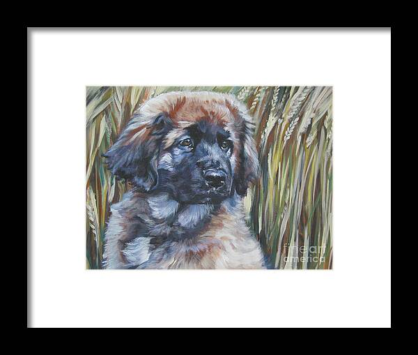 Leonberger Framed Print featuring the painting Leonberger Pup by Lee Ann Shepard