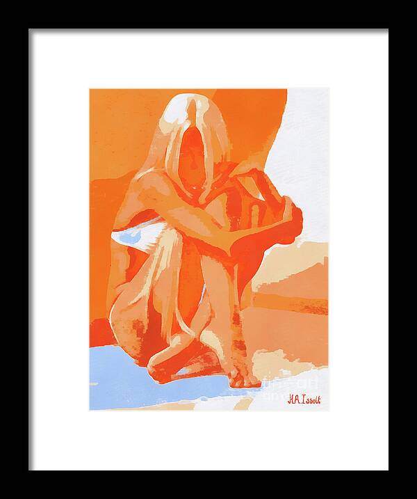 Female Framed Print featuring the digital art Leonora Sitting Pose by Humphrey Isselt