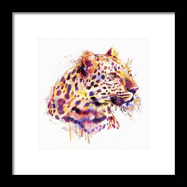 Leopard Framed Print featuring the painting Leopard Head by Marian Voicu