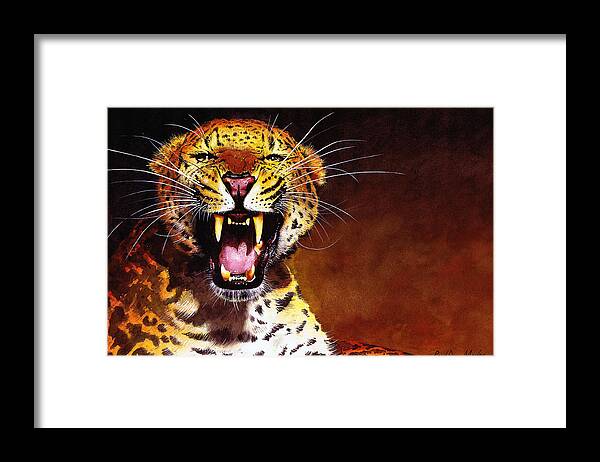 Leopard Framed Print featuring the painting Leopard by Paul Dene Marlor