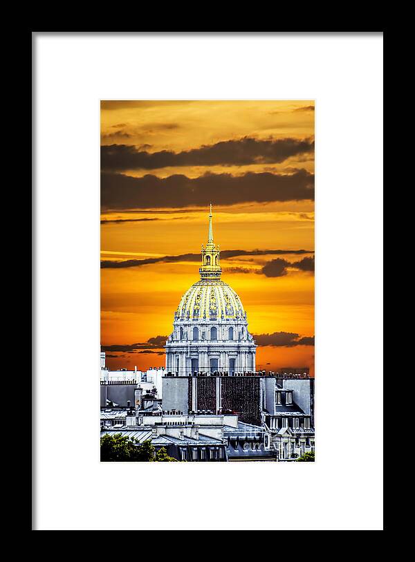 Paris Framed Print featuring the photograph Les Invalides Sunset by PatriZio M Busnel