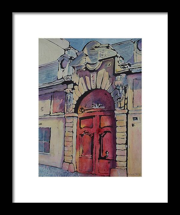 Architecture Framed Print featuring the painting Les Portes Rouges by Celene Terry