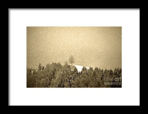 Let It Snow Framed Print featuring the photograph Let it snow - Winter in switzerland by Susanne Van Hulst