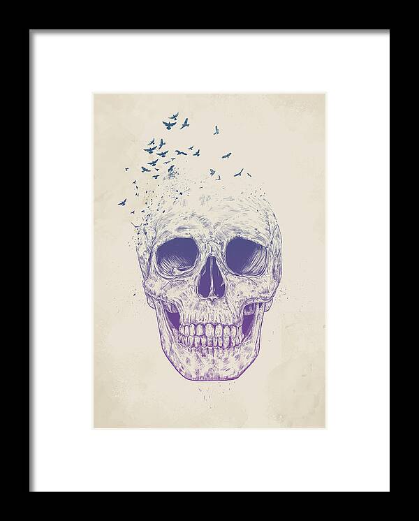 Skull Framed Print featuring the mixed media Let them fly by Balazs Solti