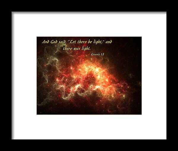 God Framed Print featuring the digital art Let There Be Light by Charlie Roman