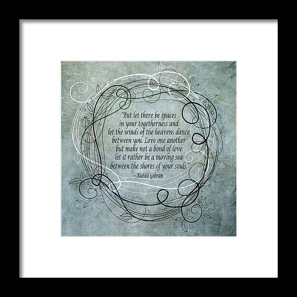 Kahlil Framed Print featuring the digital art Let There Be Spaces by Angelina Tamez