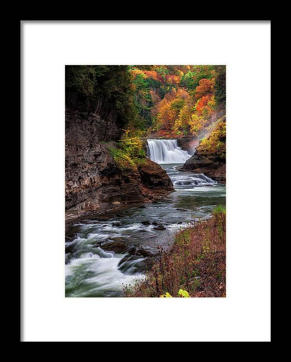 Waterfalls Framed Print featuring the photograph Letchworth State Park Lower Falls by Mark Papke